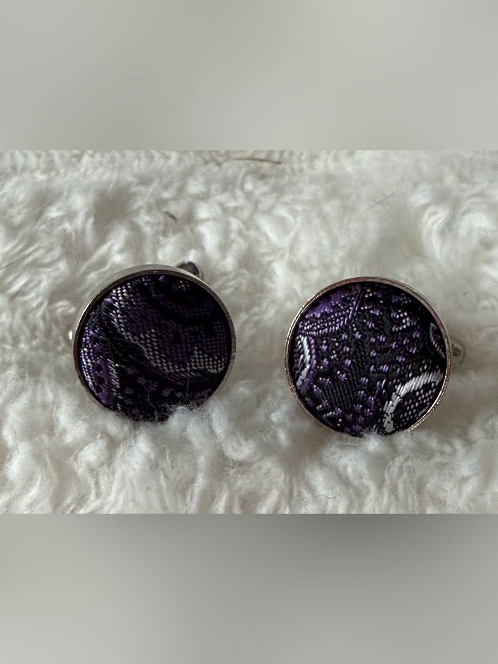 Classic Purple Fabric Button Cufflinks